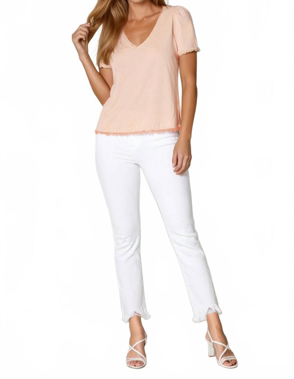 NEW MAVEN WEST mixed media short sleeve top in khaki